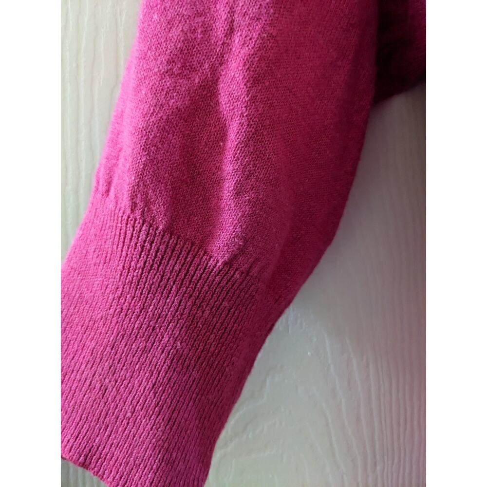 J Jill Jill Peony Pink Linen Rayon Vneck Knit Sweater Medium Lightweight New - Picture 4 of 7